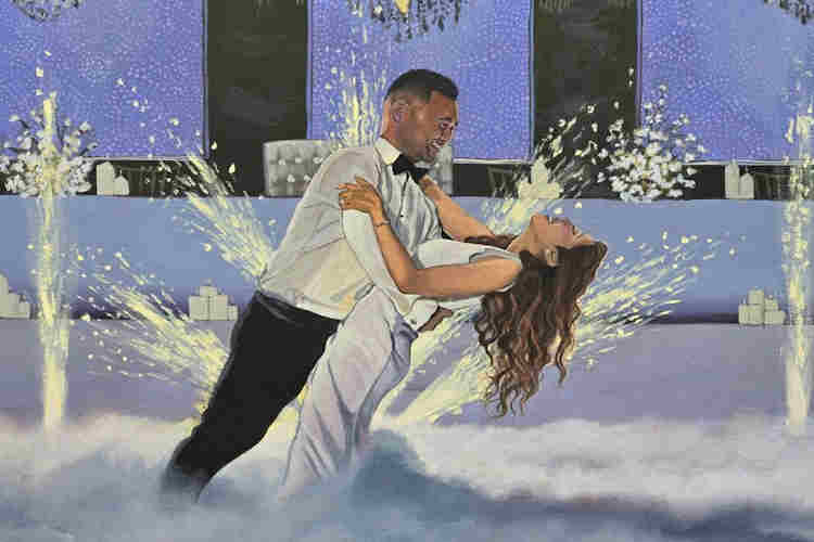 Beautiful painting of happy couple
