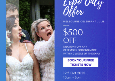 Melbourne Celebrant Julie $500 discount competition 2025